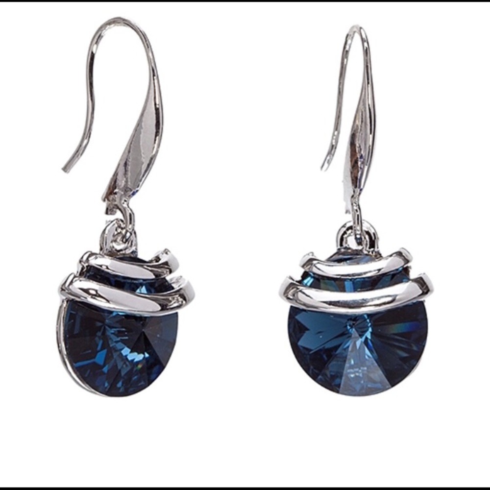 COPY - Denim Blue Drop Earrings with Swarovski Crystals